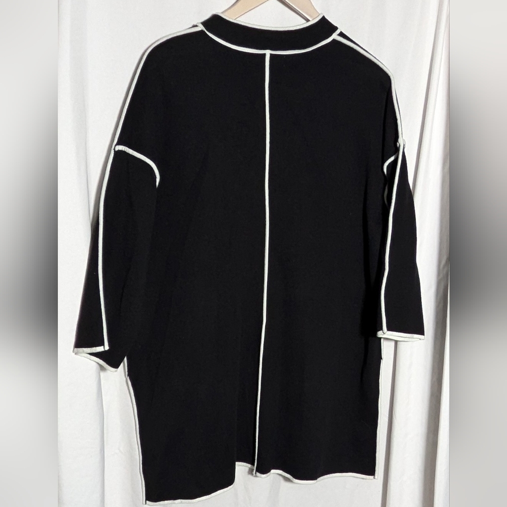 Kasper‎ Women’s Black and White Cardigan Duster/Sweater | Sz XL - Picture 4 of 9